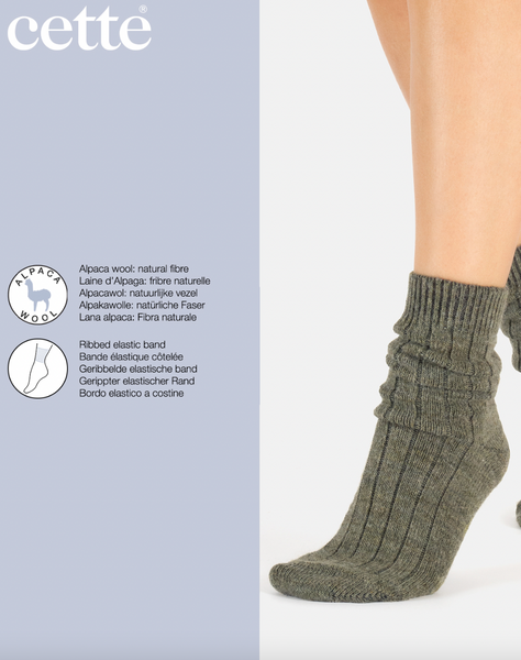 Cette - Ribbed Alpaca Socks in Sage