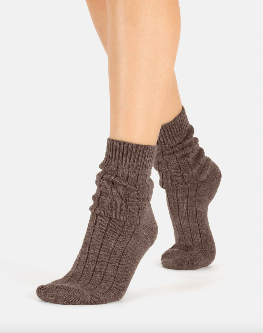 Cette - Ribbed Alpaca Socks in Chocolate