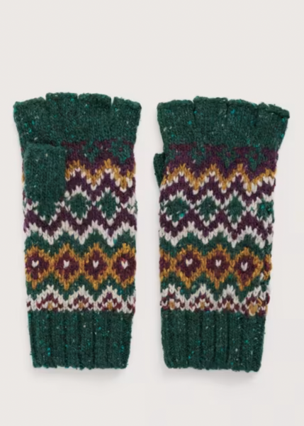 Seasalt - Fairisle Fingerless Gloves in Forest Multi