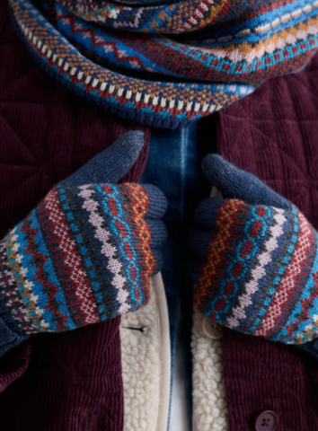 Seasalt - Touchscreen Gloves in Navy Fairisle
