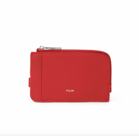 Co-Lab - Small Zip Card Wallet in Cherry Red