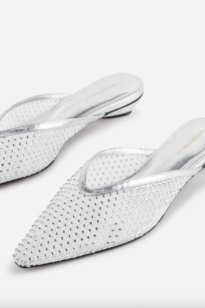 Intentionally Blank - Rhinestone Mesh Mule in Silver