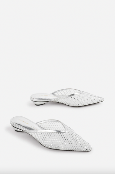 Intentionally Blank - Rhinestone Mesh Mule in Silver