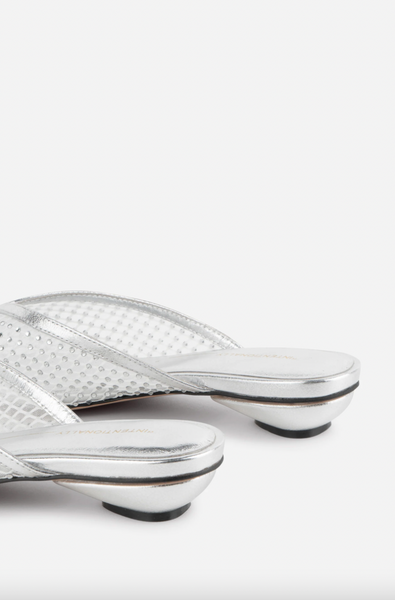 Intentionally Blank - Rhinestone Mesh Mule in Silver