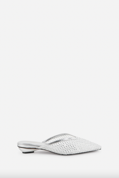 Intentionally Blank - Rhinestone Mesh Mule in Silver