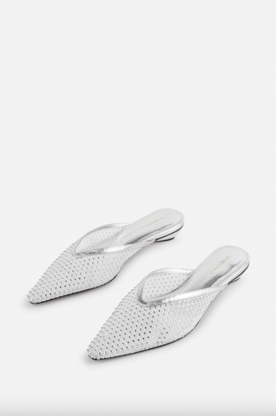 Intentionally Blank - Rhinestone Mesh Mule in Silver