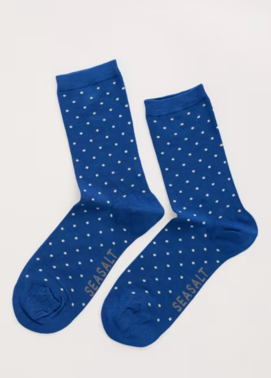 Seasalt Socks - Bamboo Socks in Blue Dots