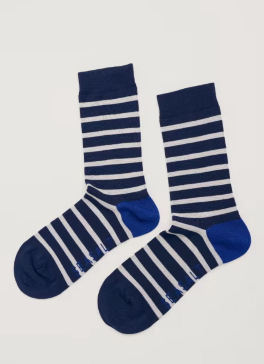 Seasalt Socks - Navy Stripes Bamboo Socks (Large)
