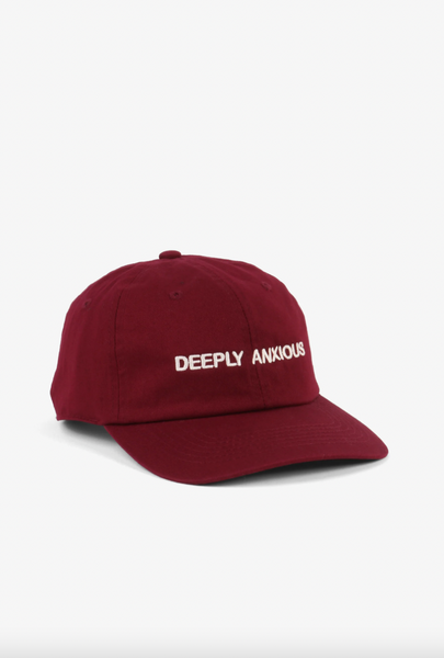 Intentionally Blank - DEEPLY ANXIOUS Ball Cap in Burgundy