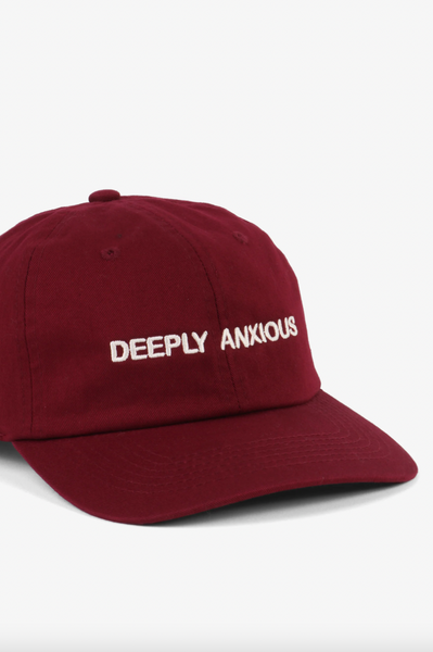 Intentionally Blank - DEEPLY ANXIOUS Ball Cap in Burgundy