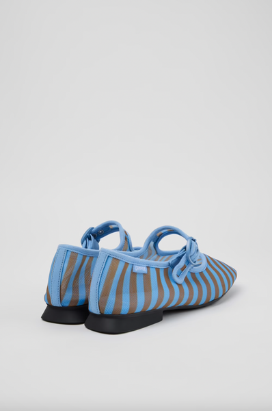 Camper - Mary Janes in Blue & Tan Striped Mesh