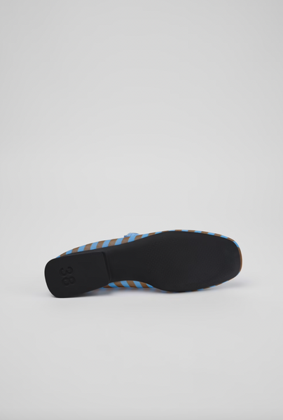 Camper - Mary Janes in Blue & Tan Striped Mesh