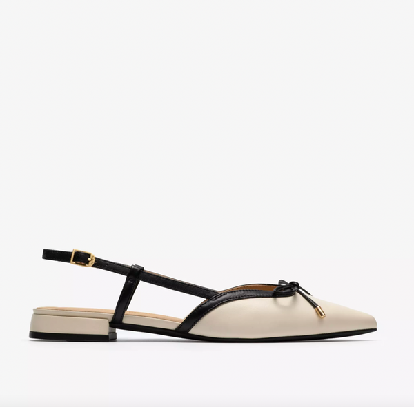 Clarks - Slingback Flat in Cream Leather