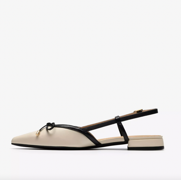 Clarks - Slingback Flat in Cream Leather