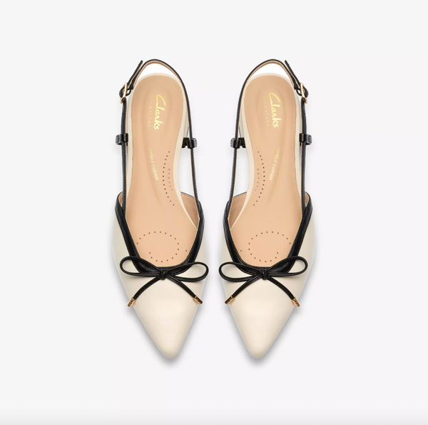 Clarks - Slingback Flat in Cream Leather