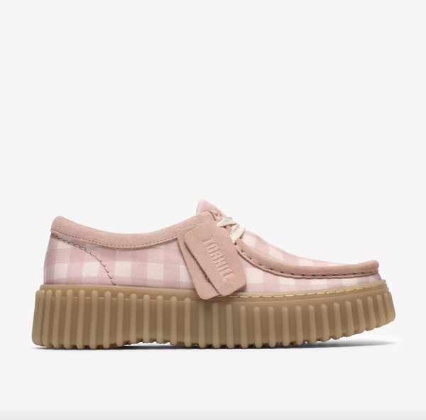 Clarks - Lace Up Shoe in Pink Gingham