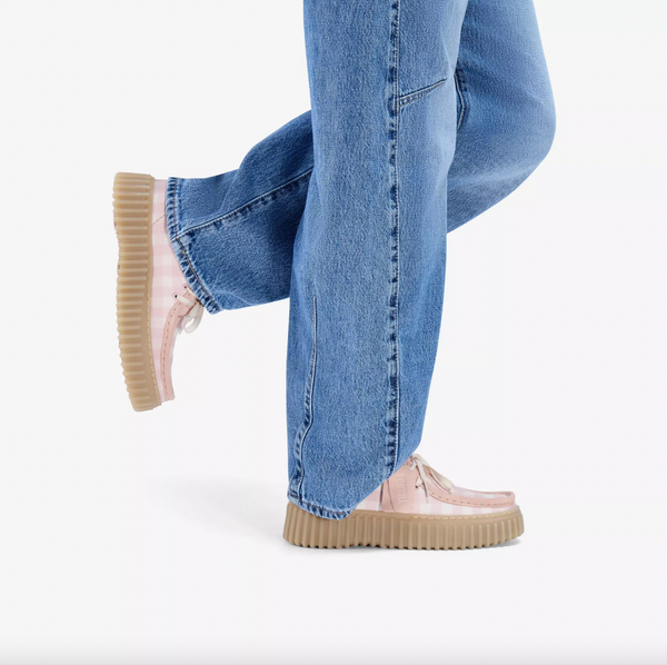 Clarks - Lace Up Shoe in Pink Gingham