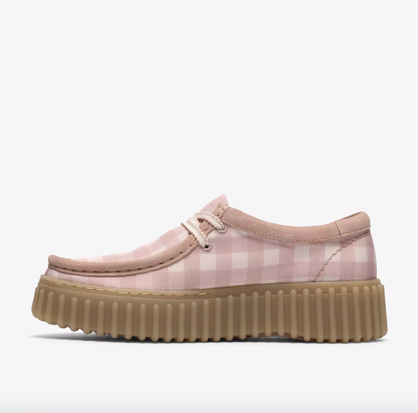 Clarks - Lace Up Shoe in Pink Gingham