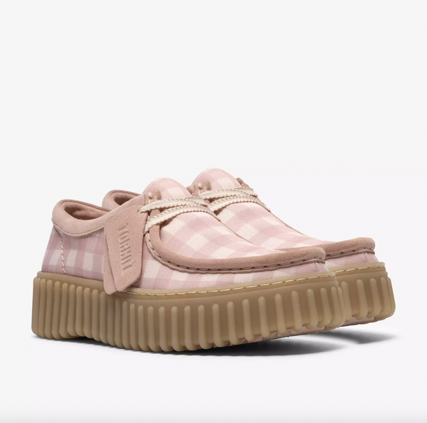 Clarks - Lace Up Shoe in Pink Gingham