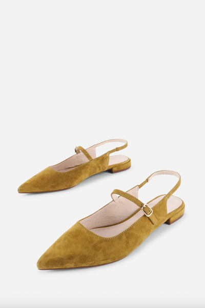 Intentionally Blank - Suede Slingback Flat in Cumin