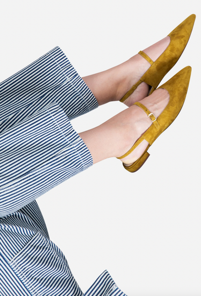 Intentionally Blank - Suede Slingback Flat in Cumin