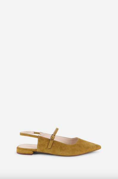 Intentionally Blank - Suede Slingback Flat in Cumin