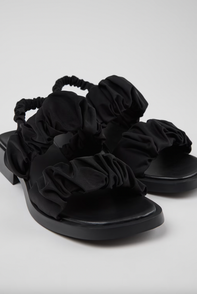 Camper - Vegan Ruffle Sandal in Black