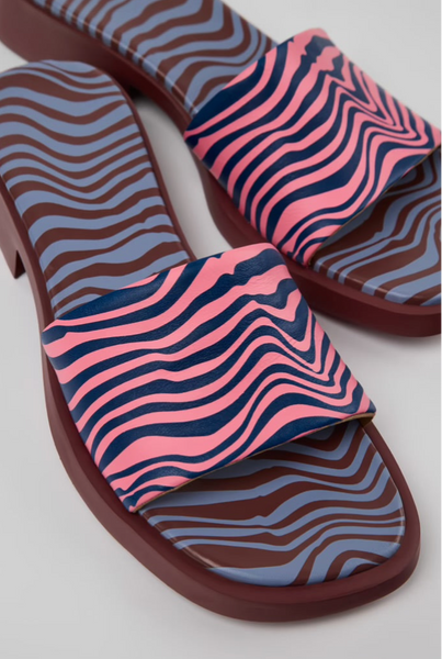 Camper - Leather Slide in Multi Zebra