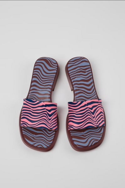 Camper - Leather Slide in Multi Zebra