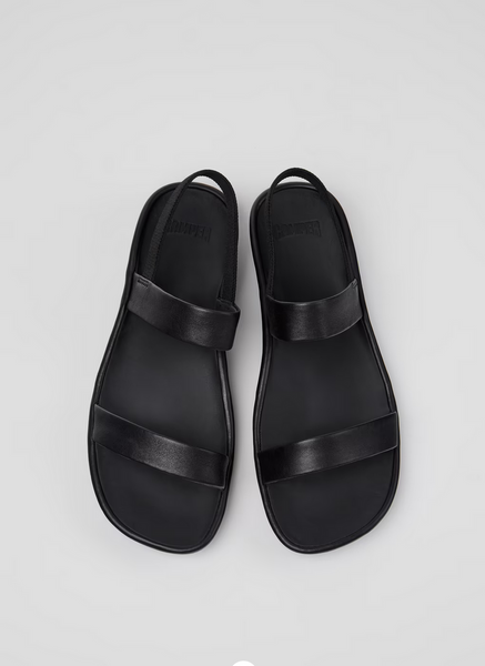 Camper - Leather Sandal in Black