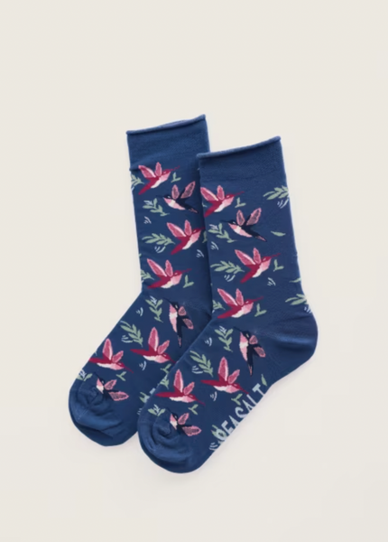 Seasalt Socks - Blue Hummingbirds Bamboo Socks