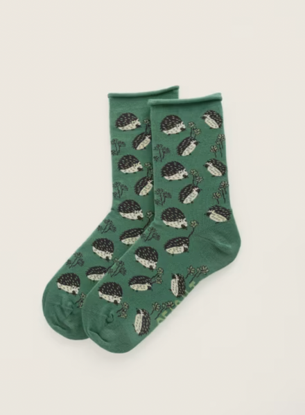 Seasalt Socks - Organic Cotton Socks in Basil Hedgehogs