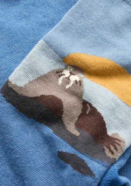 Seasalt Socks - Organic Cotton Socks in Blue Walrus (Large)