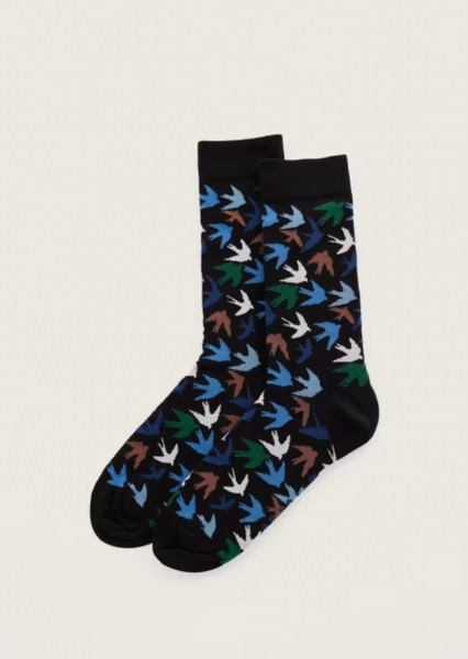 Seasalt Socks - Bamboo Socks in Inkwell Swallows (Large)