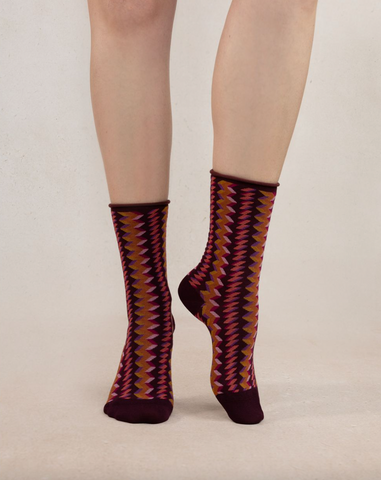 Bleuforet - Cotton Socks in ZigZag Print