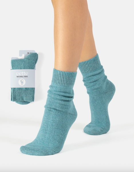 Cette - Cozy Cashmere & Merino Socks in Glacier Blue