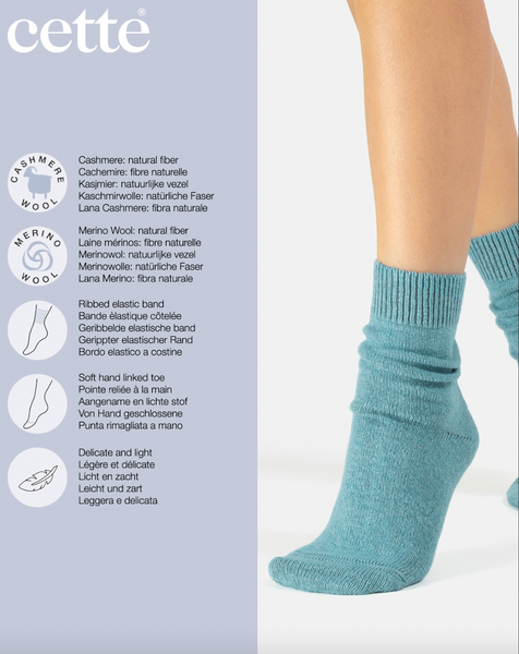 Cette - Cozy Cashmere & Merino Socks in Glacier Blue