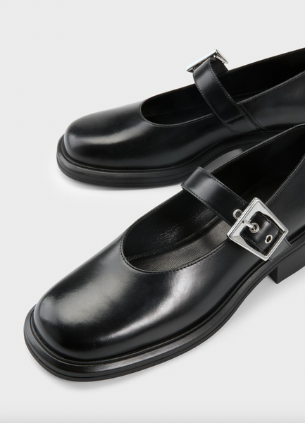 Vagabond Shoemakers - Black Leather Mary Janes with Grommet Buckles