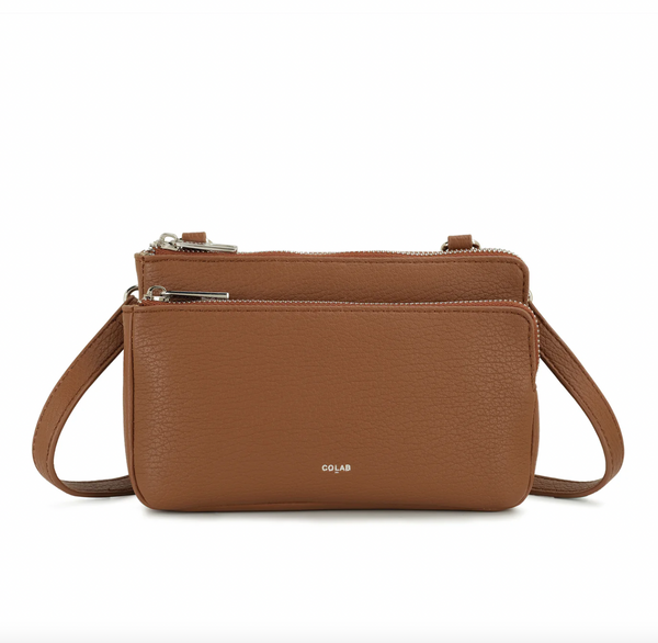 Co-Lab - Double Zip Crossbody in Cortado Brown