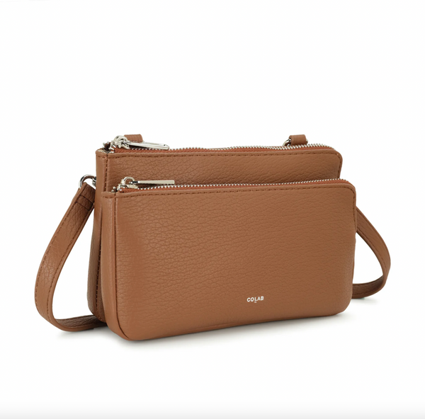 Co-Lab - Double Zip Crossbody in Cortado Brown
