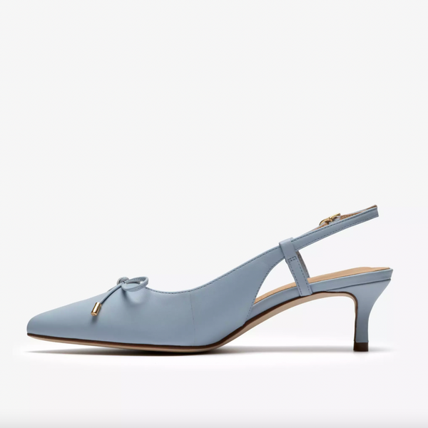 Clarks - Slingback Heel in Light Blue Leather