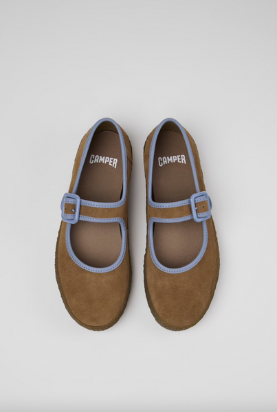 Camper - Mary Janes with Gum Sole in Tan Suede
