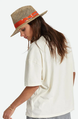 Brixton - Aloha Adjustable Straw Hat in Natural & Burnt Red