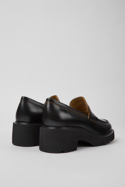 Camper - Chunky Leather Loafer in Black
