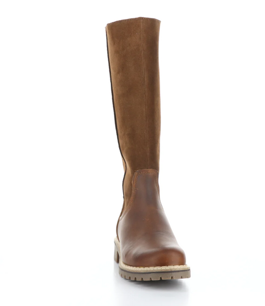 Bos & Co - Waterproof & Warm Tall Boots in Cognac Leather & Suede