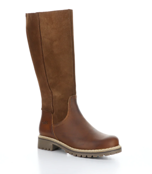 Bos & Co - Waterproof & Warm Tall Boots in Cognac Leather & Suede