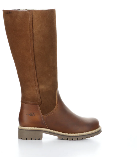 Bos & Co - Waterproof & Warm Tall Boots in Cognac Leather & Suede