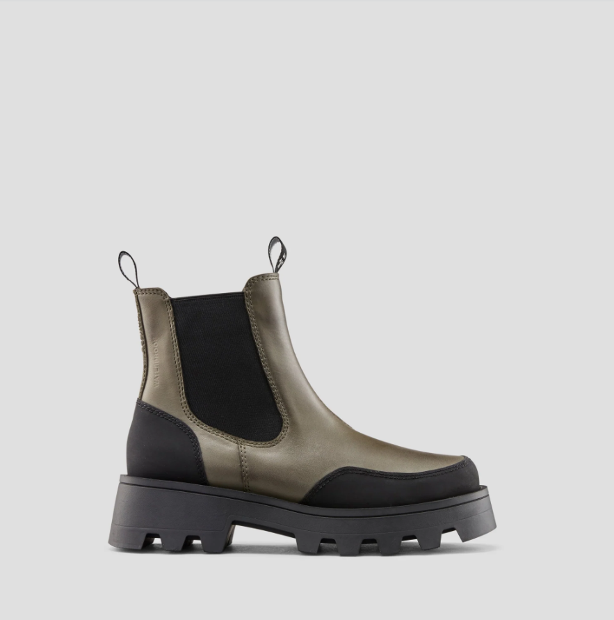 Cougar - Warm Waterproof Leather Chelsea Winter Boot in Olive