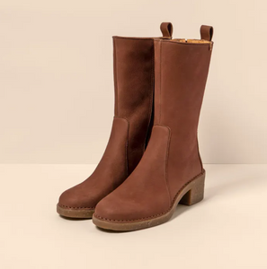 El Naturalista - Heeled Boots in Chocolate Leather