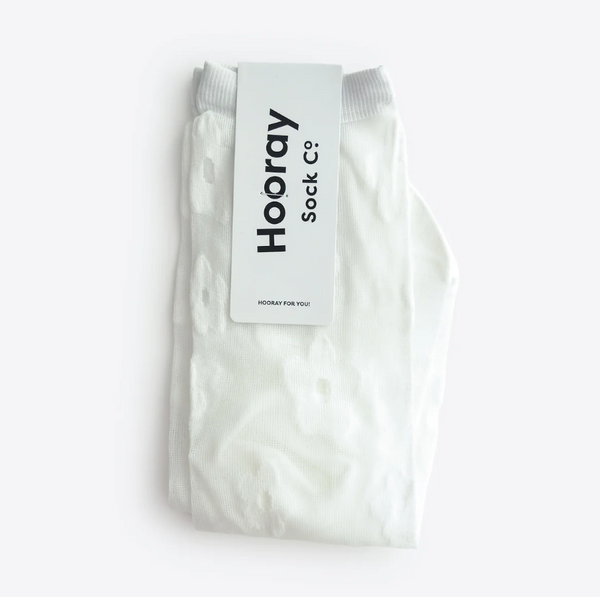 Hooray Sock Co - Sheer White Daisy Socks